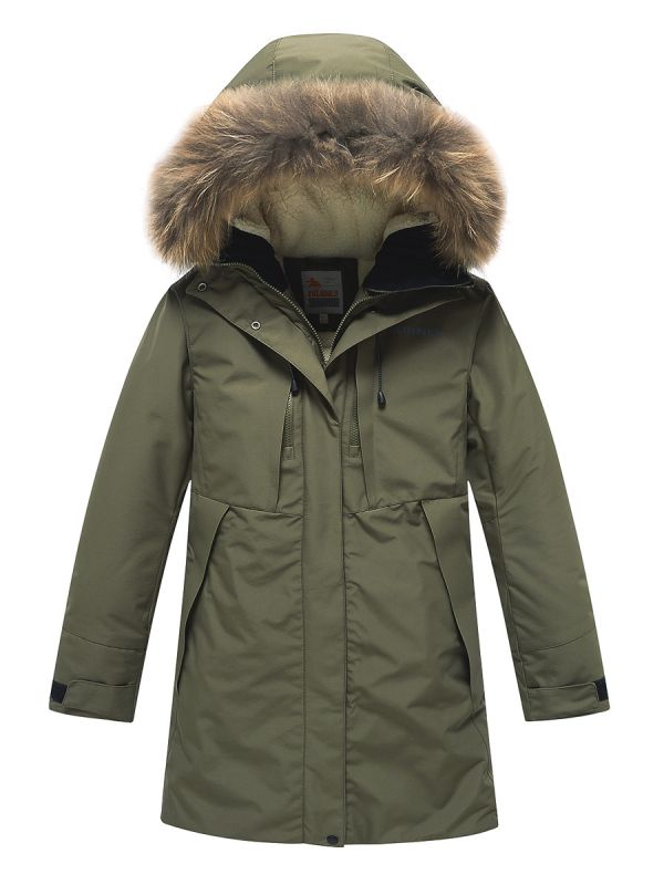 Winter parka for girls khaki 9042Kh